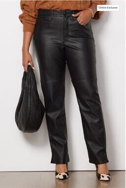 GOOD AMERICAN NWT Better Than Leather Good Boy Black Leather Pants // 14